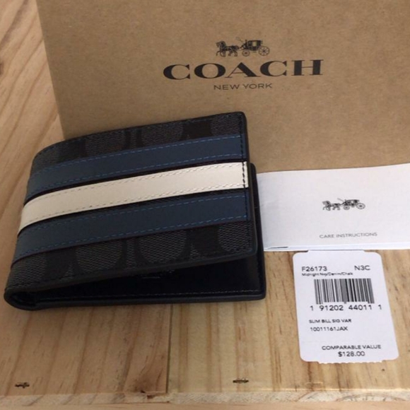⚜COACH Slim Billfold Wallet In Signature Ca… - Picture 4 of 4
